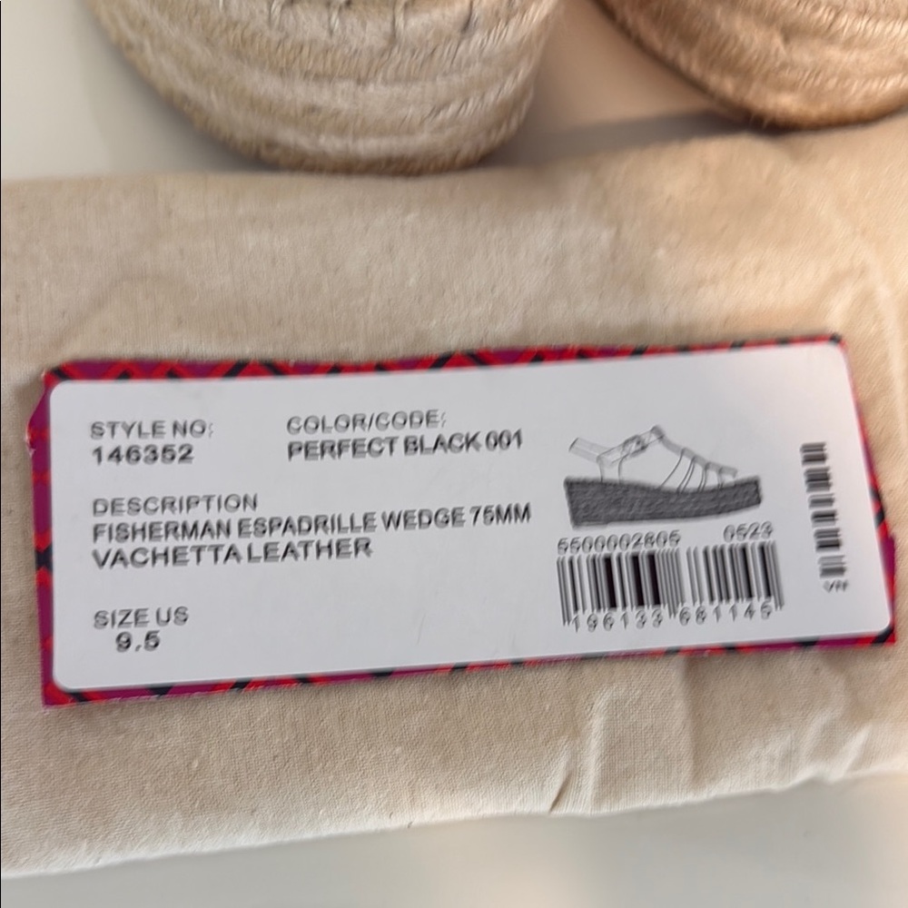Tory Burch Black Leather Espadrille Wedge Sandals - Picture 8 of 8